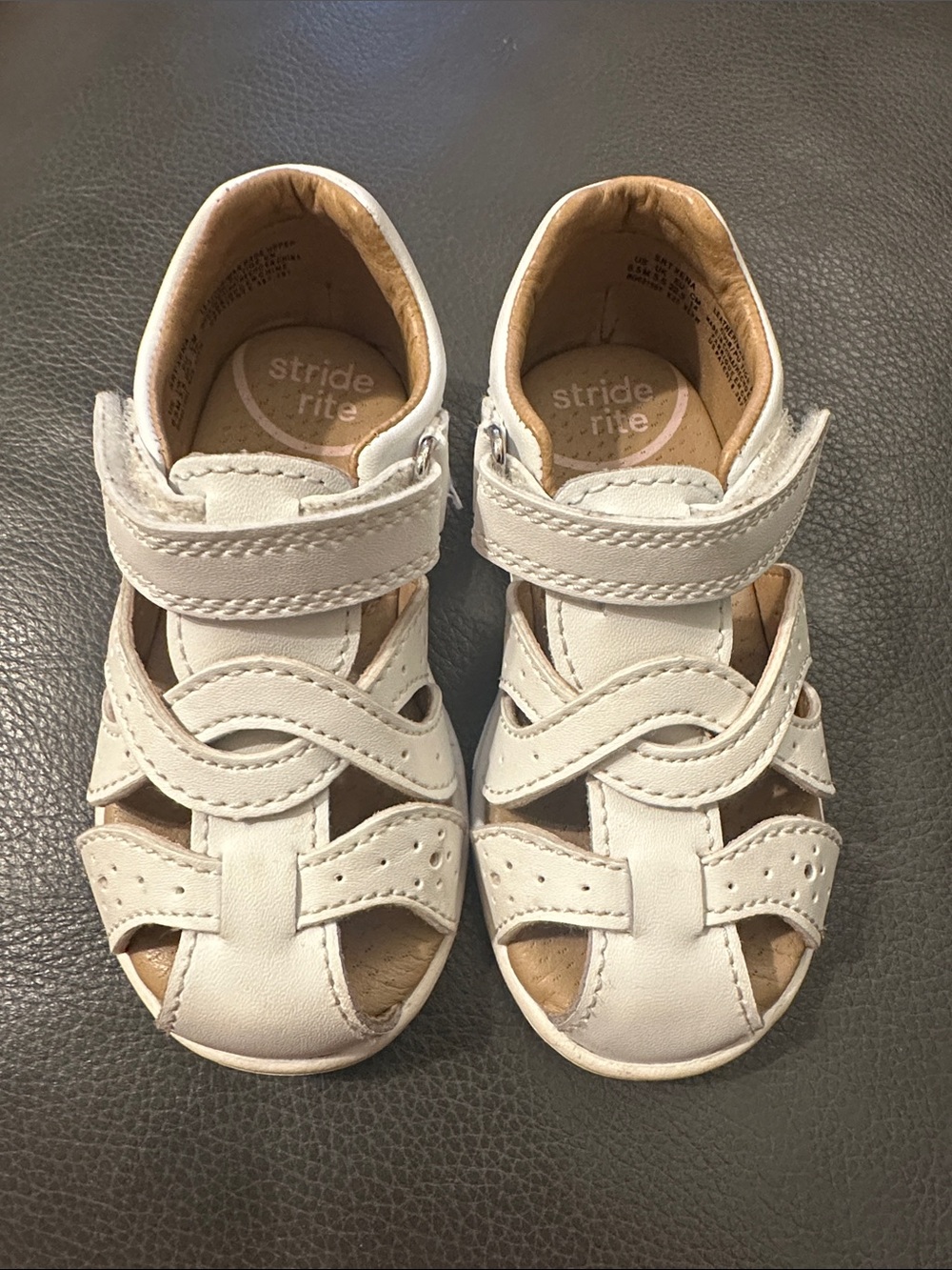Stride Rite White Leather Sandals